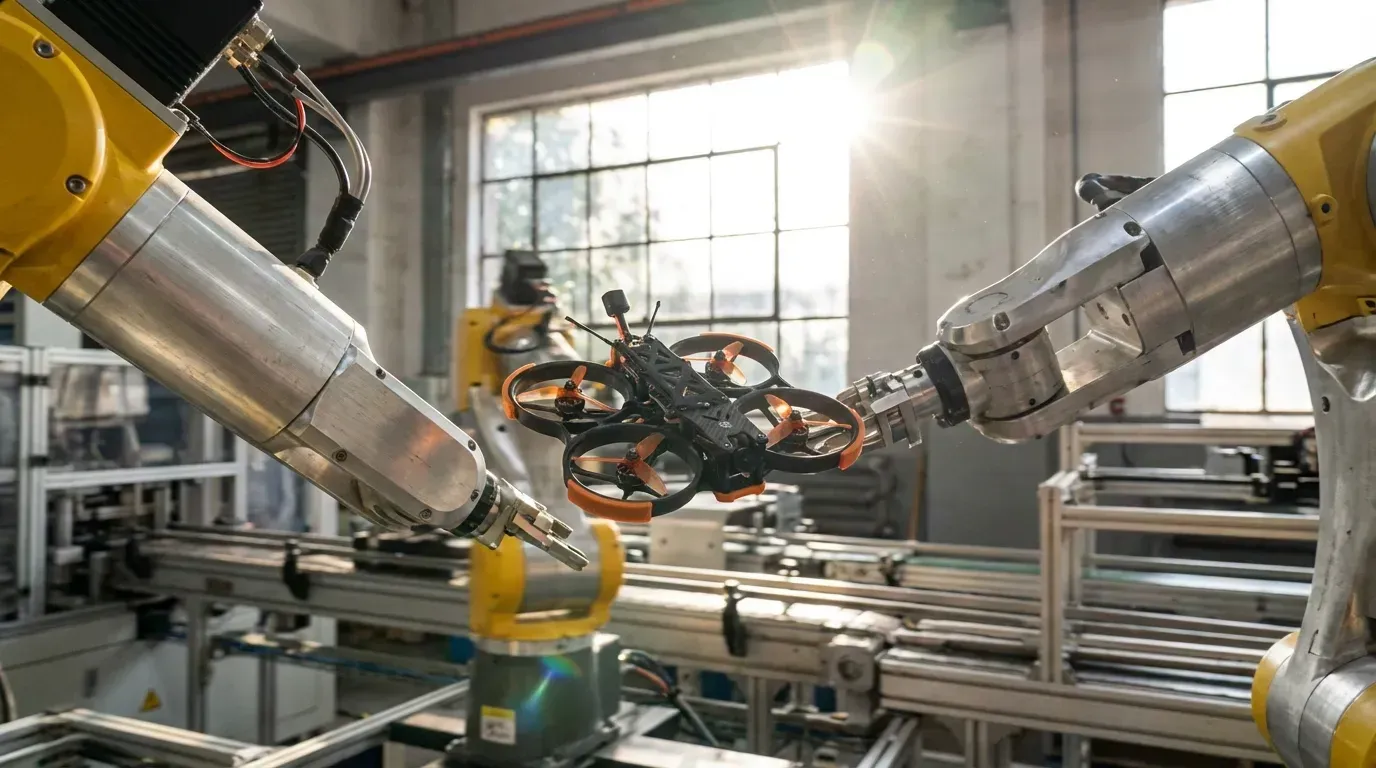 KI-generiert: Industrielles High-Tech Ballett